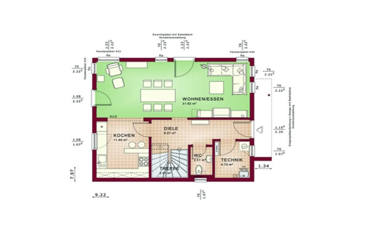 Living Haus - Musterhaus Sunshine 123 V4 Erdgeschoss