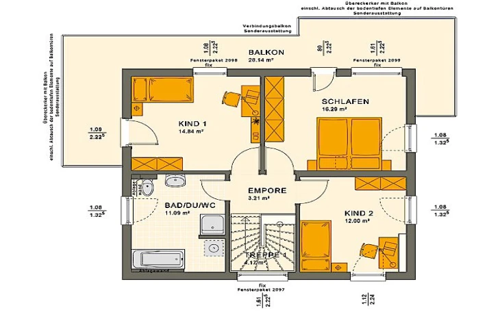 Living Haus - Musterhaus SUNSHINE 125 V7 Obergeschoss