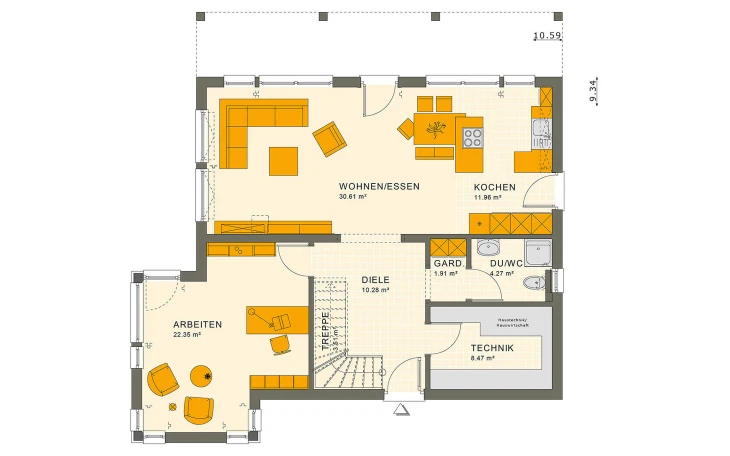 Living Haus - Musterhaus SUNSHINE 165 V7 Erdgeschoss