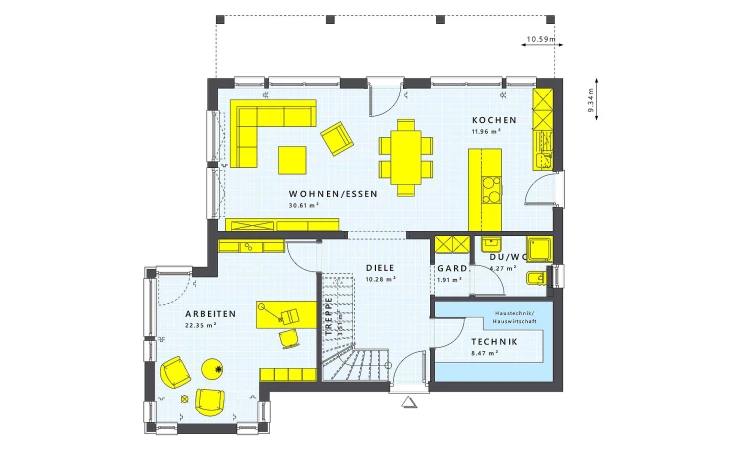 Living Haus - Musterhaus SUNSHINE 165 V7 Erdgeschoss