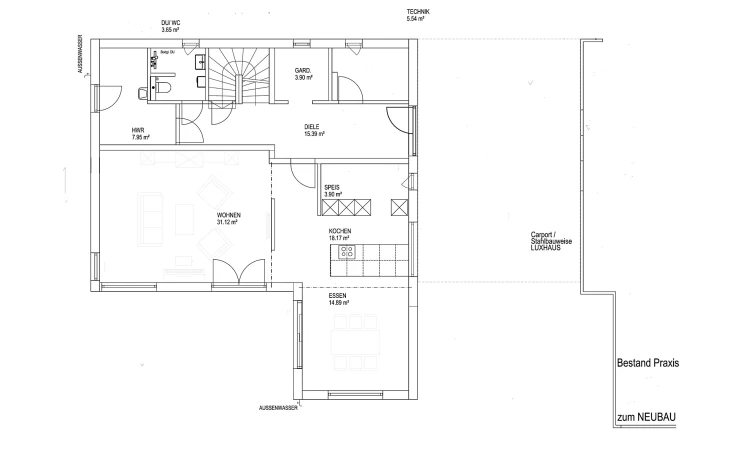 LUXHAUS - Musterhaus Satteldach Landhaus 200 Erdgeschoss