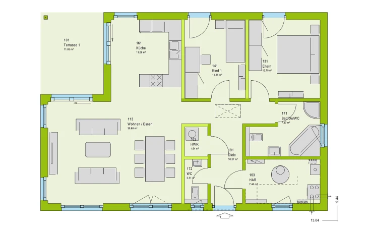 massa haus - Musterhaus ComfortStyle 10.02 P Erdgeschoss