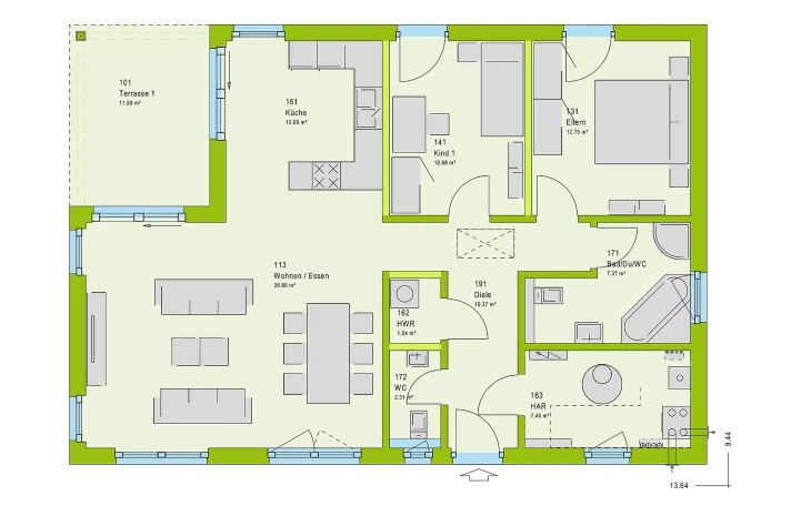 massa haus - Musterhaus ComfortStyle 10.02 W Erdgeschoss