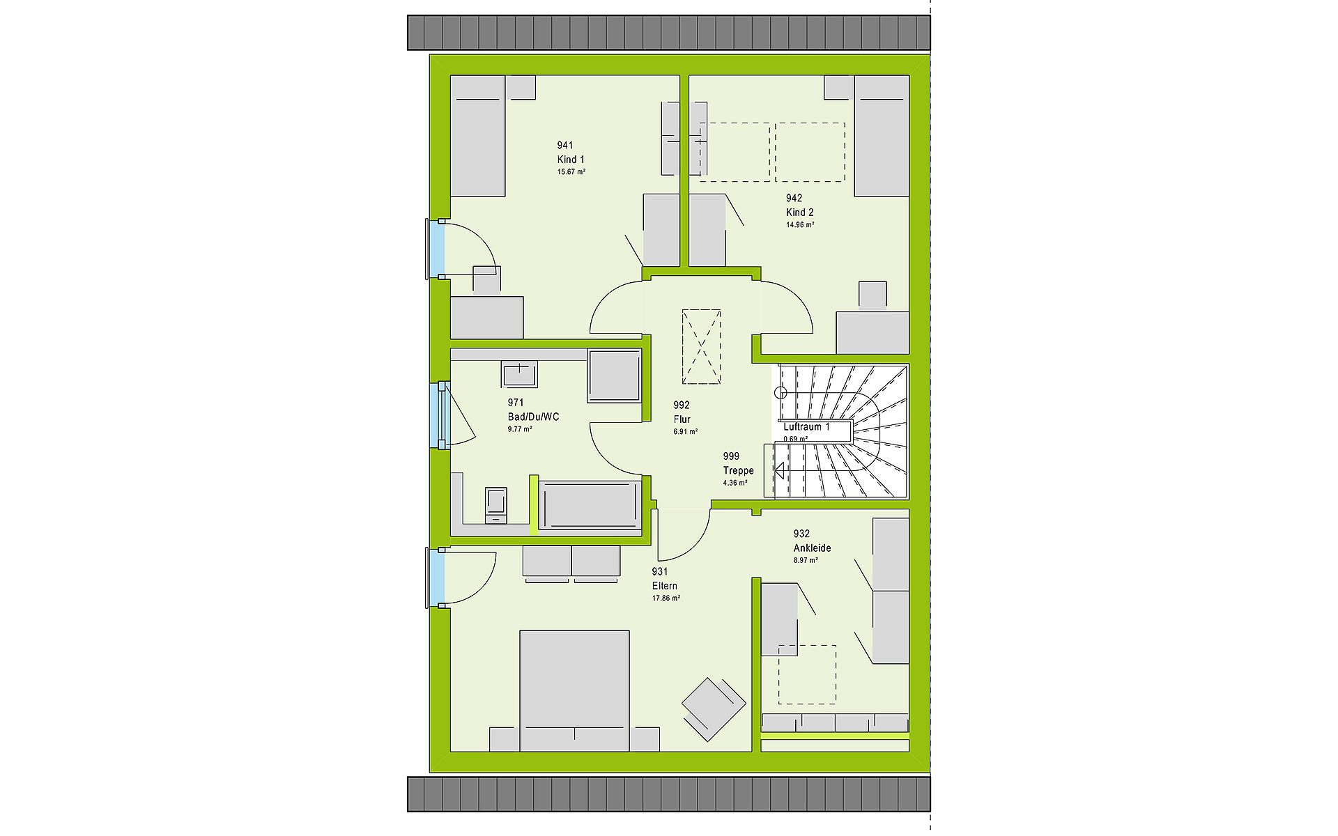 Dachgeschoss TwinStyle 15.01 S von massa haus GmbH