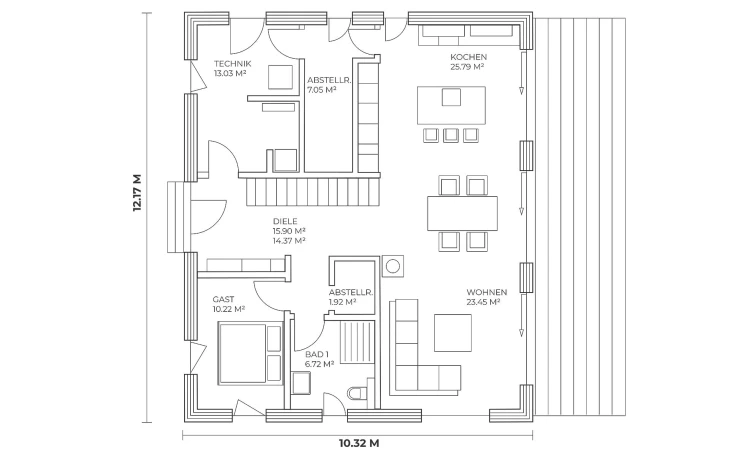 MAX Holzbau - Musterhaus MAX Extra F Erdgeschoss