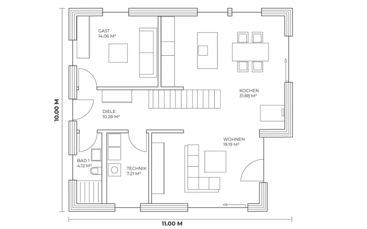 MAX Holzbau - Musterhaus MAX Extra Y Erdgeschoss