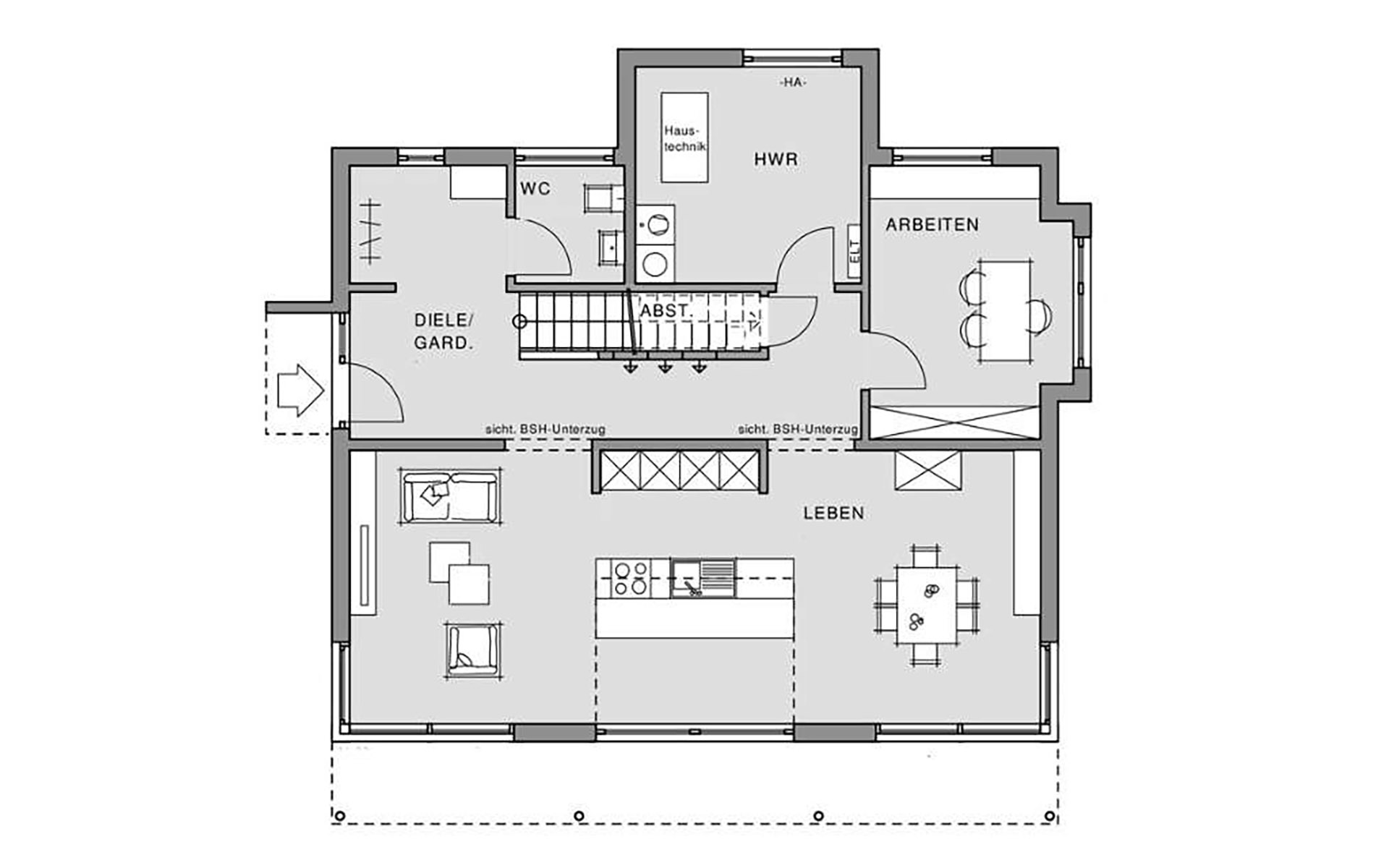 Erdgeschoss Das Genusshaus - Musterhaus Köln von Otto Baukmeier Holzbau - Fertigbau GmbH & Co KG