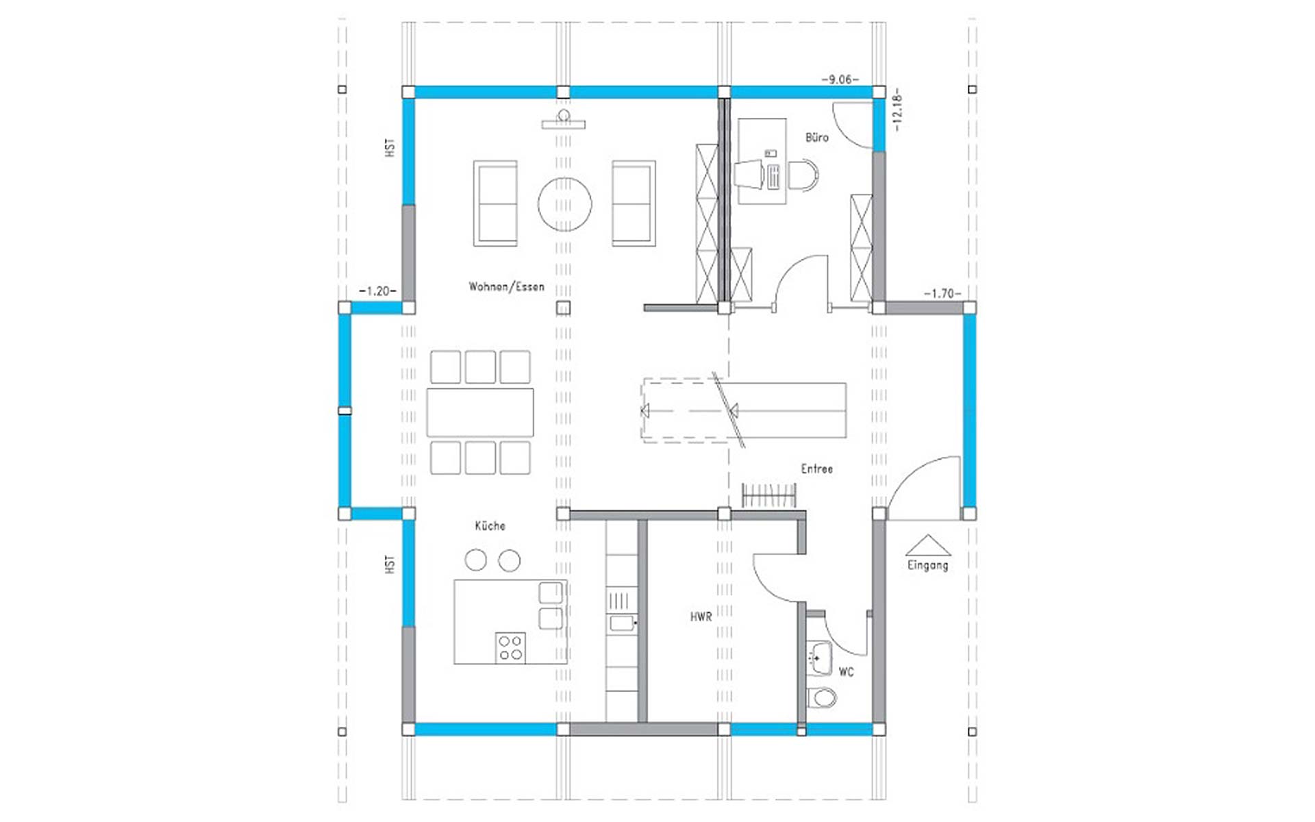 Erdgeschoss Ästhetik Musterhaus Langenhagen von Otto Baukmeier Holzbau - Fertigbau GmbH & Co KG