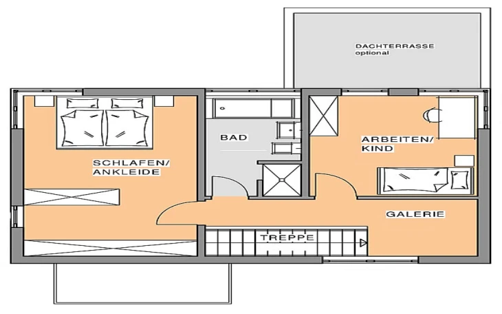 Meisterstück-Haus - Musterhaus KUBUS Edition Holz 65 Obergeschoss