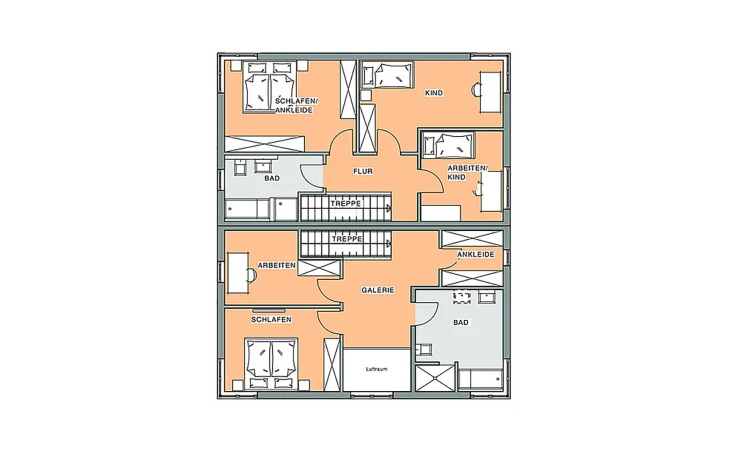 Meisterstück-Haus - Musterhaus KUBUS Dopppelhaus Obergeschoss