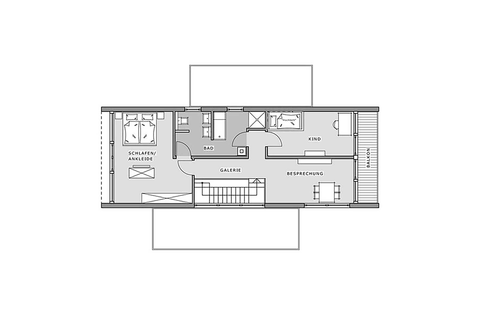 Obergeschoss Musterhaus BOX Hameln von Otto Baukmeier Holzbau - Fertigbau GmbH & Co KG