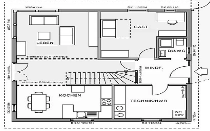 Meisterstück-Haus - Musterhaus Stadthaus Idee 9,76 Erdgeschoss