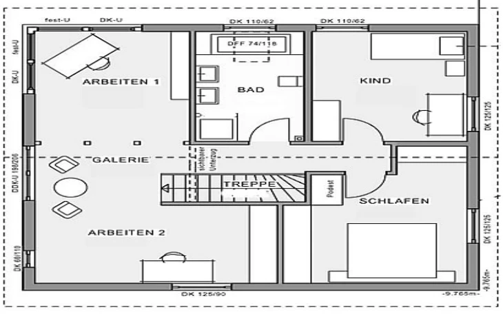 Meisterstück-Haus - Musterhaus Stadthaus Idee 9,76 Obergeschoss