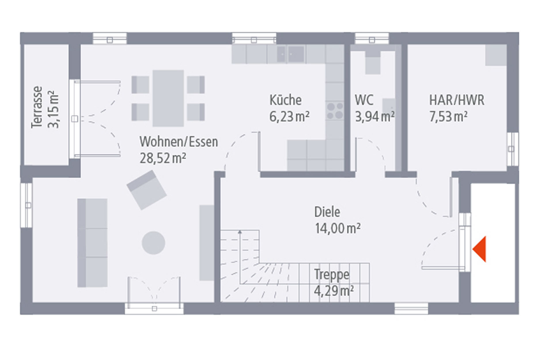 Erdgeschoss Design 02 von OKAL Haus GmbH