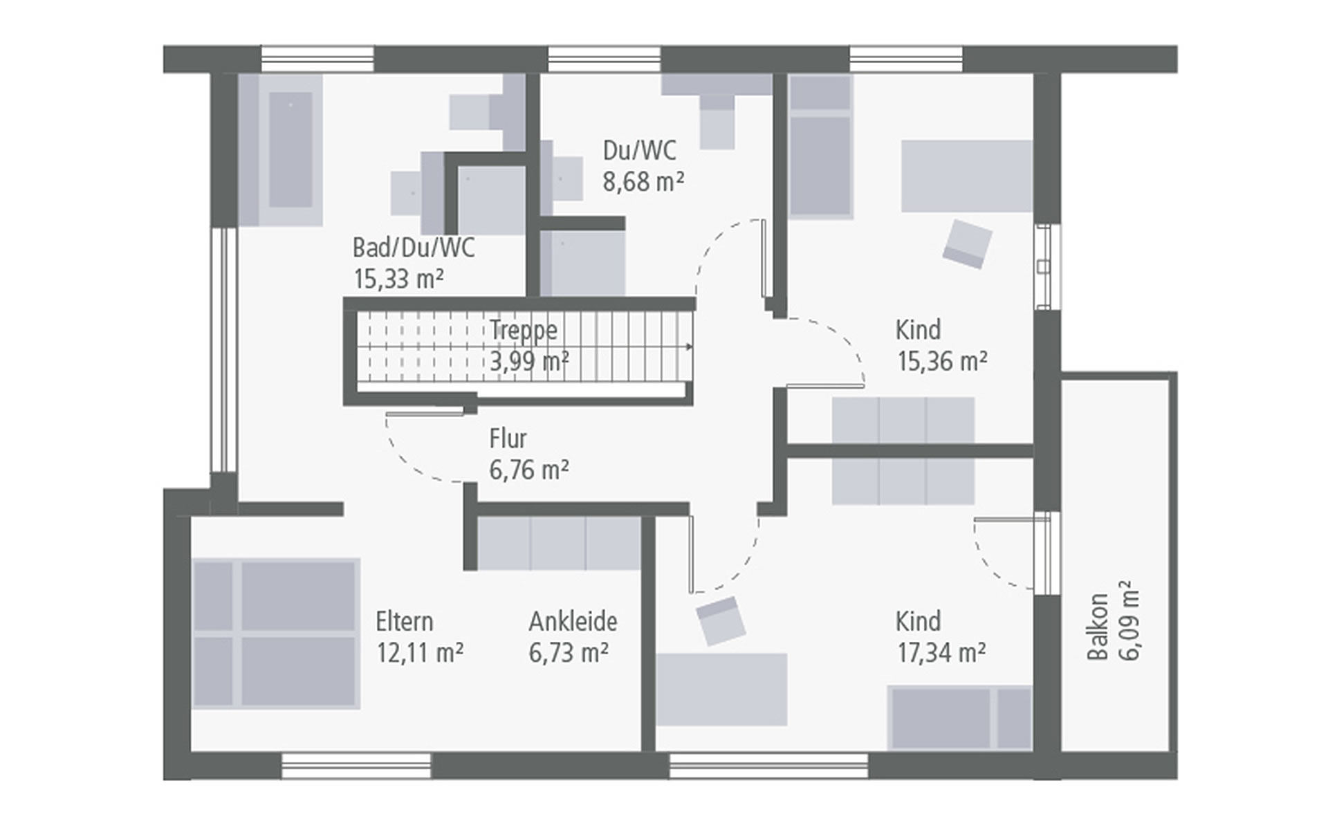 Dachgeschoss Design 13 von OKAL Haus GmbH