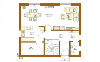 Grundriss Familienhaus CLOU 123 (3 Giebel) von RENSCH-HAUS