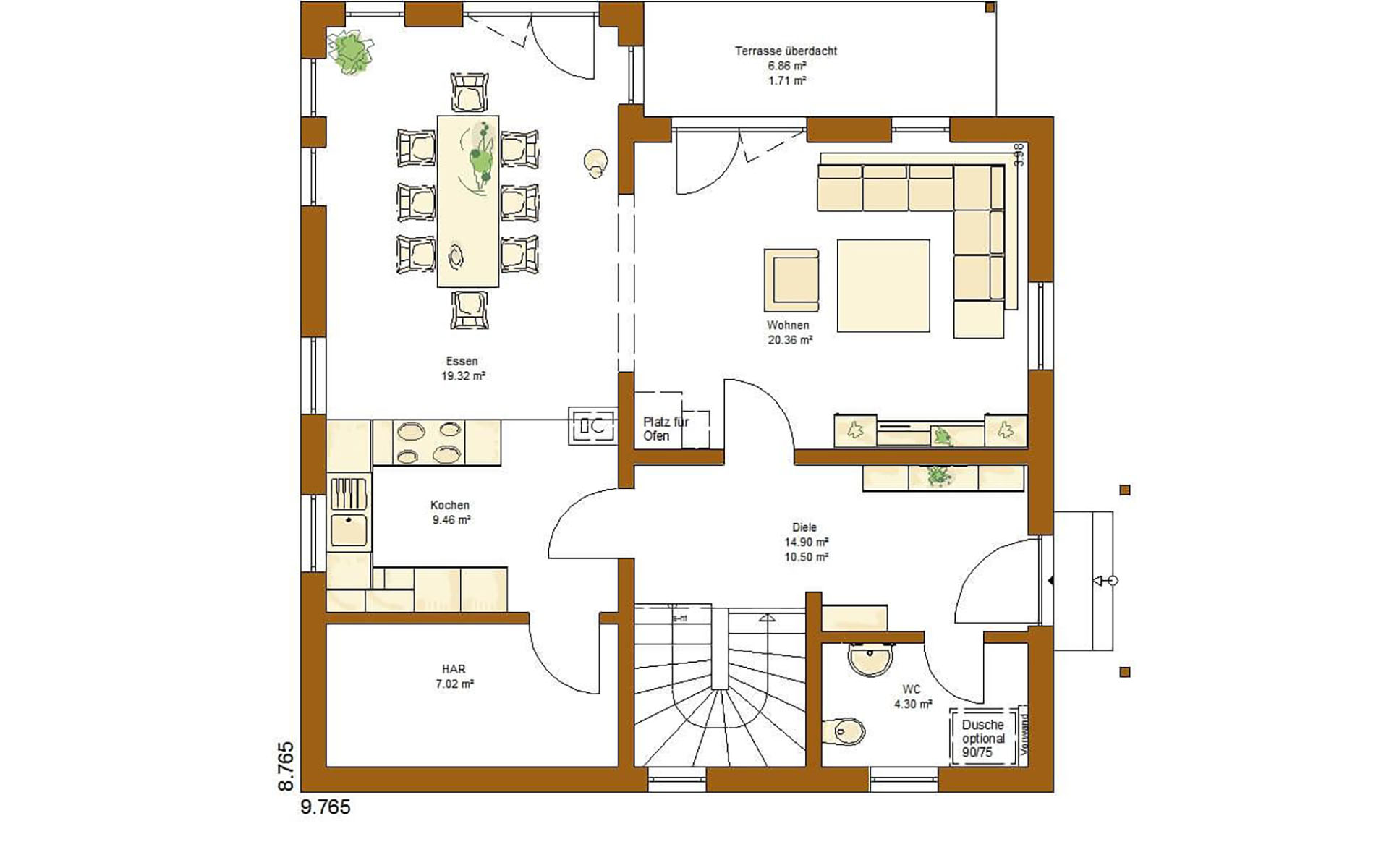 Erdgeschoss CLOU 135 (Walmdach) von RENSCH-HAUS GMBH