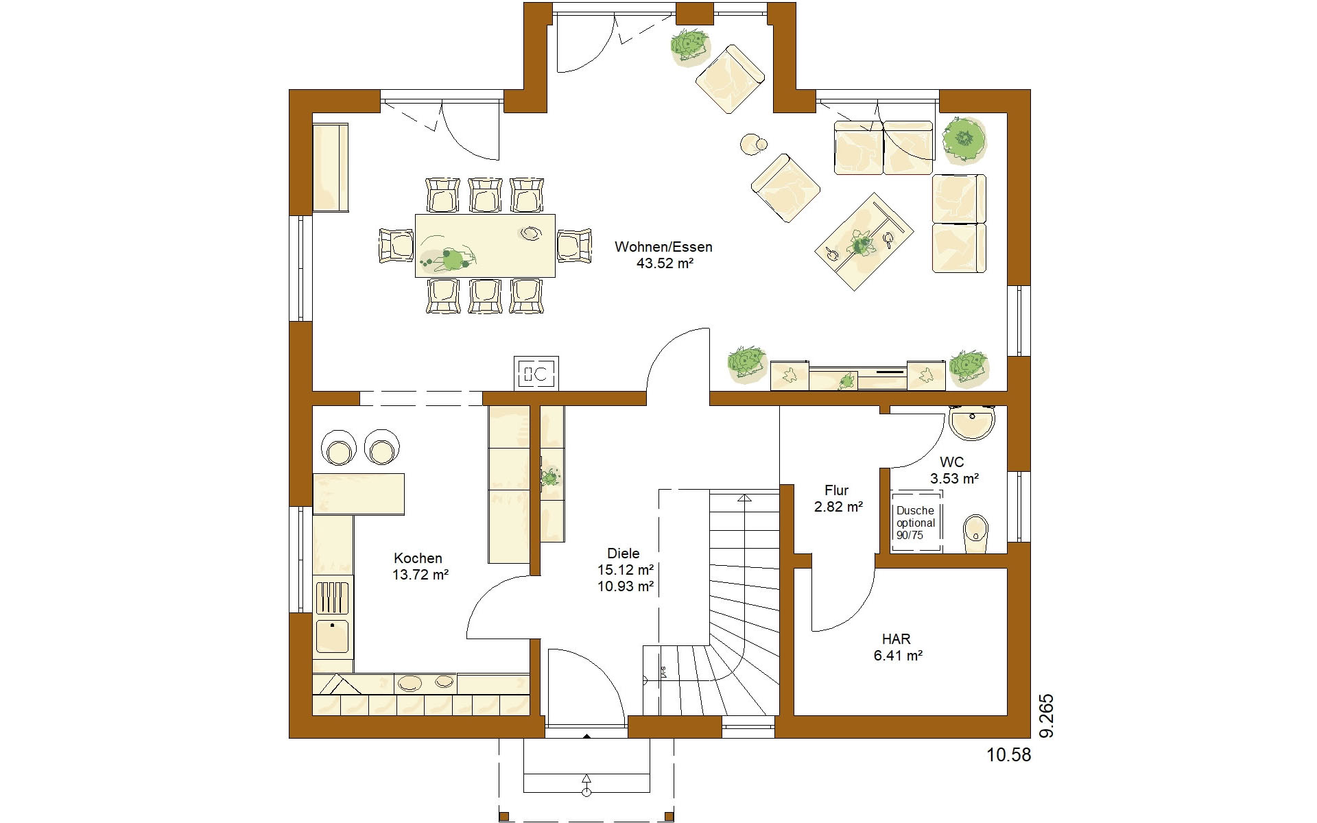 Erdgeschoss CLOU 157 Satteldach von RENSCH-HAUS GMBH