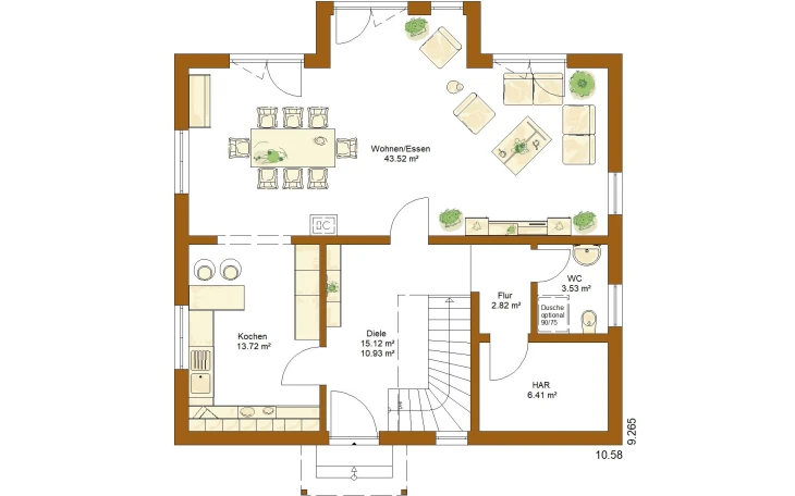 RENSCH-HAUS - Musterhaus CLOU 157 Satteldach Erdgeschoss