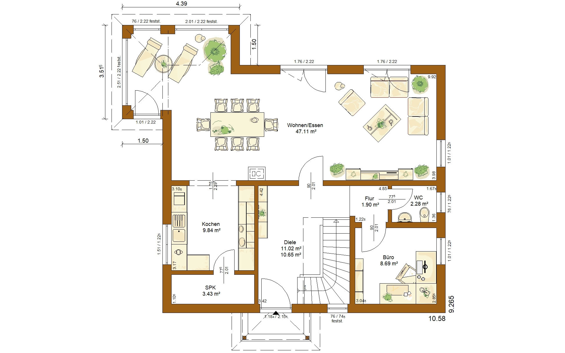 Erdgeschoss CLOU 157 Walmdach von RENSCH-HAUS GMBH