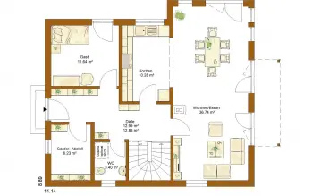 Grundriss Satteldach CLOU 159 von RENSCH-HAUS