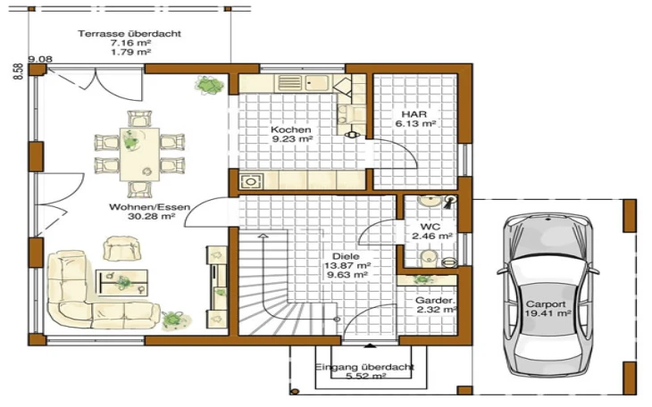 RENSCH-HAUS - Musterhaus Innovation R (R140_3_V05) Erdgeschoss
