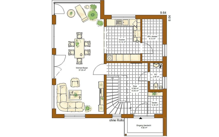 RENSCH-HAUS - Musterhaus Innovation R (R140_3_V08) Erdgeschoss