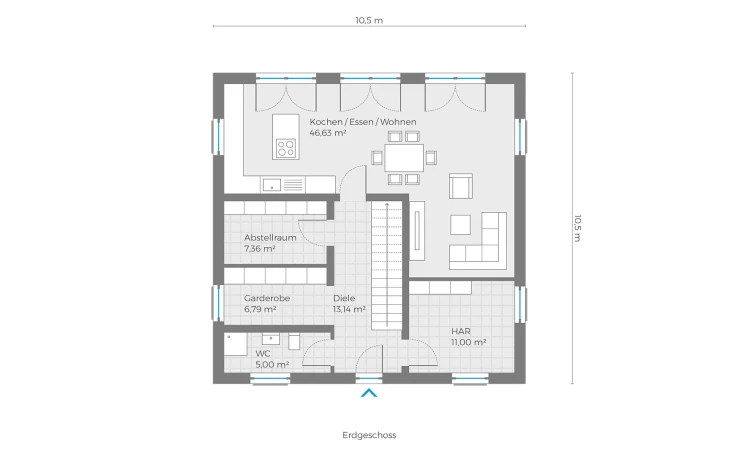 Röder Massivhaus - Musterhaus Bacchus Erdgeschoss