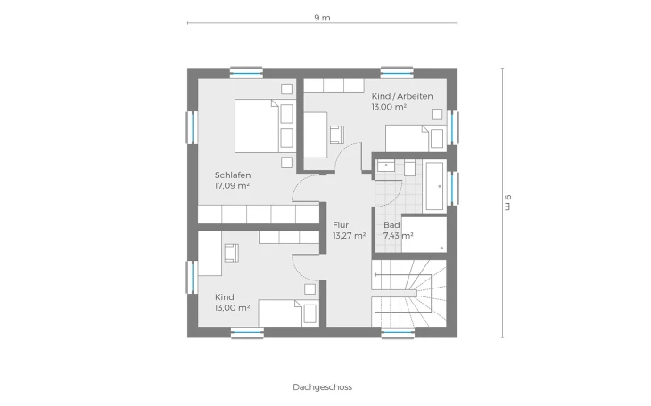 Röder Massivhaus - Musterhaus Dornfelder Obergeschoss