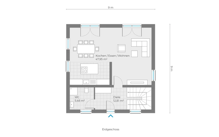 Röder Massivhaus - Musterhaus Dornfelder (mit Keller) Erdgeschoss