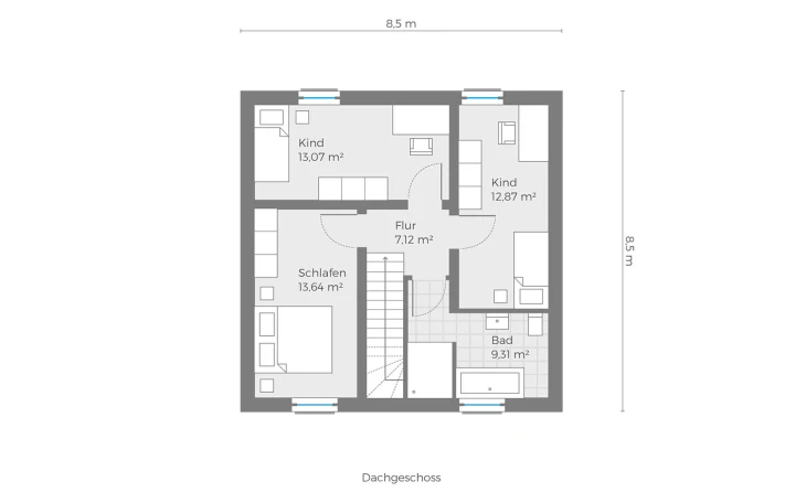 Röder Massivhaus - Musterhaus Müller-Thurgau (mit Keller) Dachgeschoss