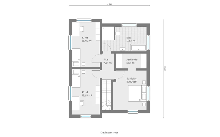 Röder Massivhaus - Musterhaus Spätburgunder Dachgeschoss