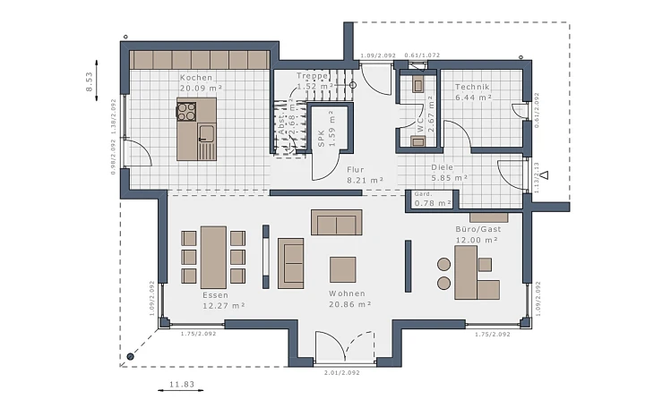 Schwabenhaus - Musterhaus Selection-E-169 E1 Erdgeschoss