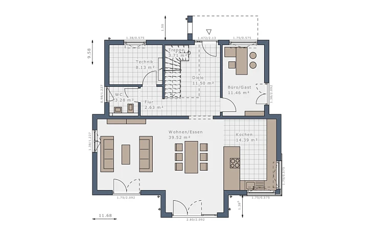 Schwabenhaus - Musterhaus Selection-E-175 E1 Erdgeschoss