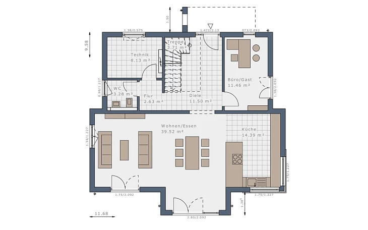 Schwabenhaus - Musterhaus Selection-E-175 E4 Erdgeschoss