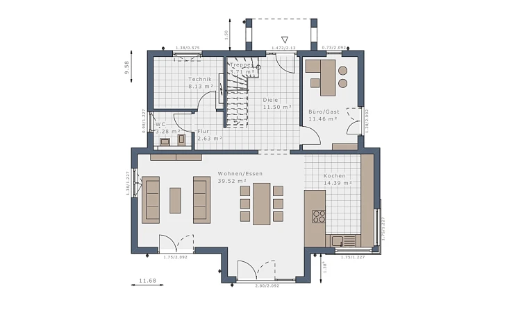 Schwabenhaus - Musterhaus Selection-E-175 E5 Erdgeschoss