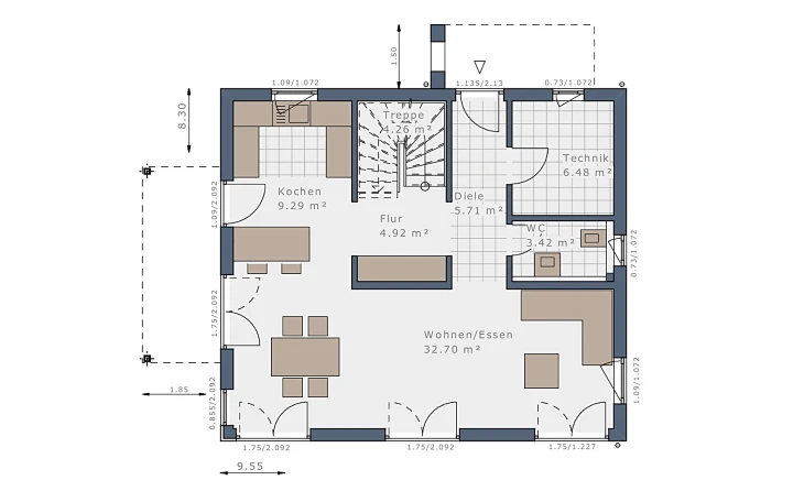 Schwabenhaus - Musterhaus Sensation-E-132 E1 Erdgeschoss