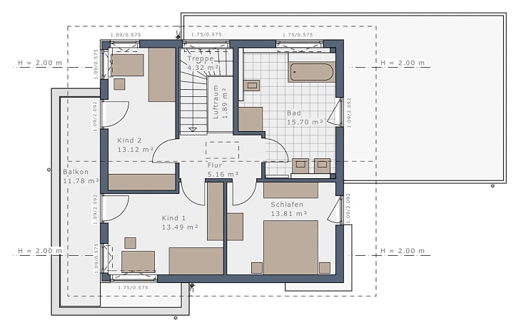 Schwabenhaus - Musterhaus Sensation-E-133 E6 Dachgeschoss