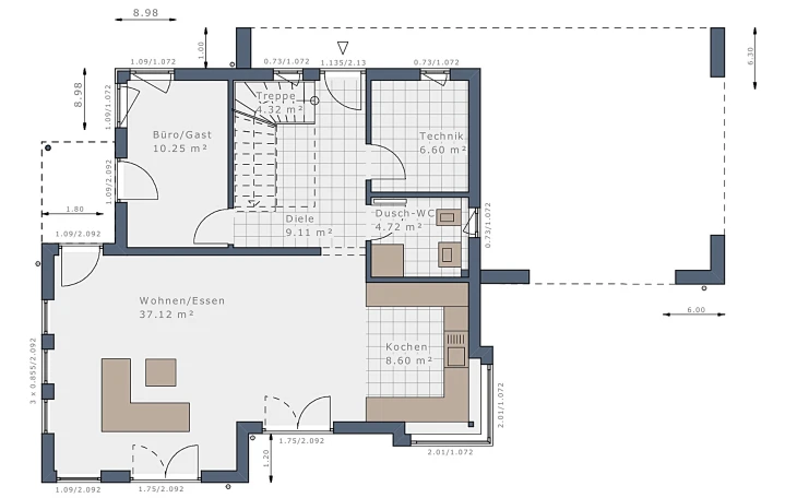 Schwabenhaus - Musterhaus Sensation-E-133 E6 Erdgeschoss