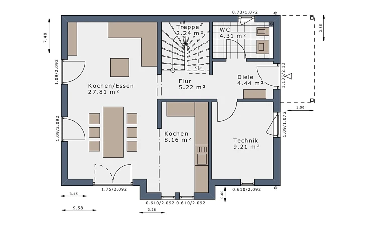 Schwabenhaus - Musterhaus SmartSpace-E-120 E1 Erdgeschoss