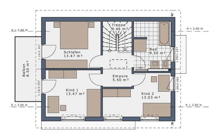 Schwabenhaus - Musterhaus SmartSpace-E-120 E3 Dachgeschoss