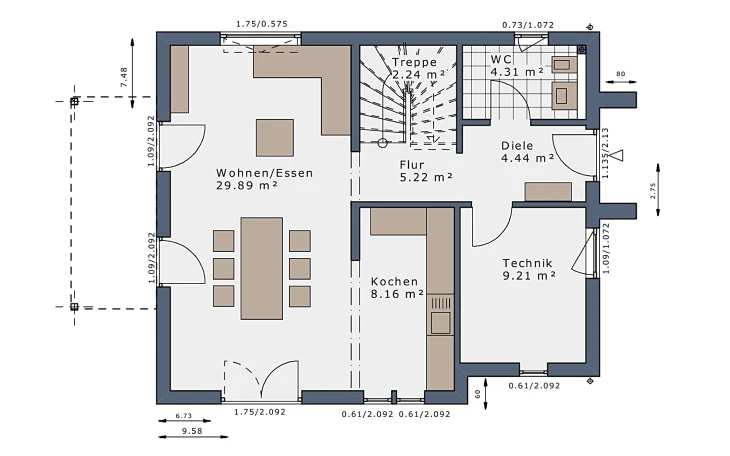 Schwabenhaus - Musterhaus SmartSpace-E-120 E3 Erdgeschoss