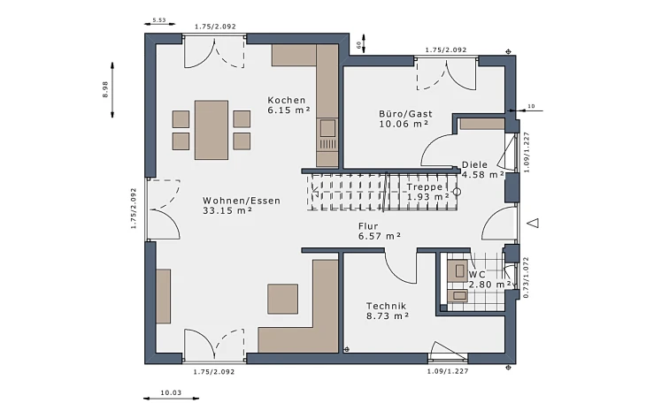 Schwabenhaus - Musterhaus SmartSpace-E-140 E1 Erdgeschoss