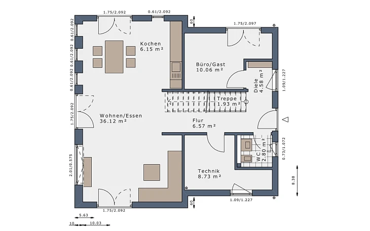 Schwabenhaus - Musterhaus SmartSpace-E-140 E3 Erdgeschoss