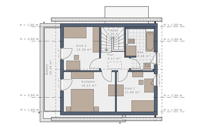 Schwabenhaus - Musterhaus Solitaire-E-115 E1 Dachgeschoss