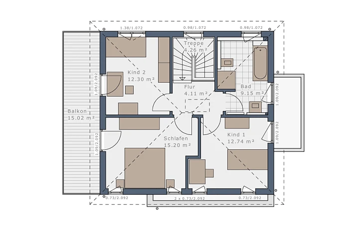 Schwabenhaus - Musterhaus Solitaire-E-115 E7 Obergeschoss