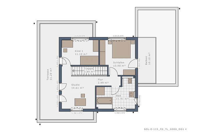 Schwabenhaus - Musterhaus Solitaire-E-115 E9 Obergeschoss