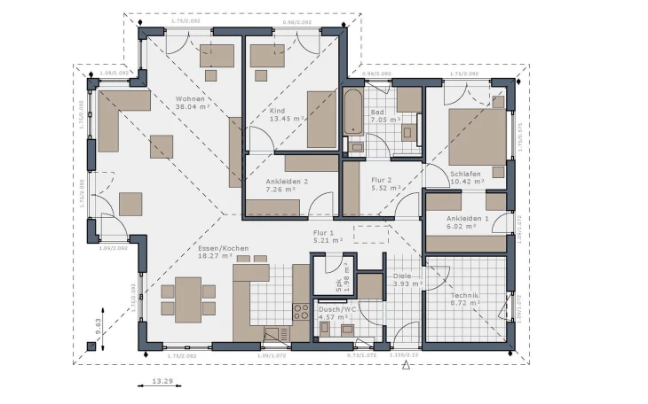 Schwabenhaus - Musterhaus Solitaire Bungalows Erdgeschoss