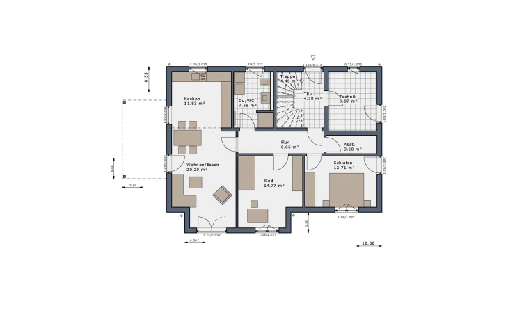 Schwabenhaus - Musterhaus Solitaire Generationenhäuser  Erdgeschoss