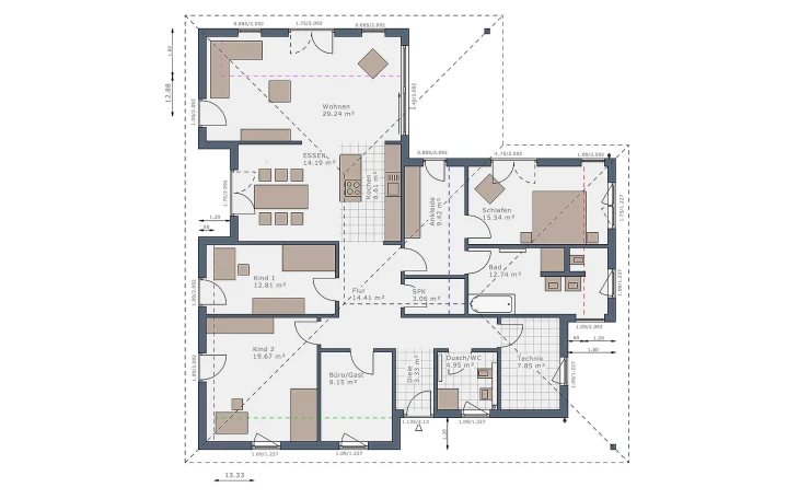 Schwabenhaus - Musterhaus Solitaire-B-130 E1 Erdgeschoss